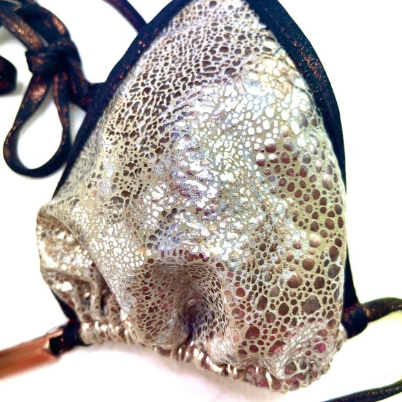 Beach Bunny Metallic Gold side tie 2 pc swimsuit - Picture 5 of 16